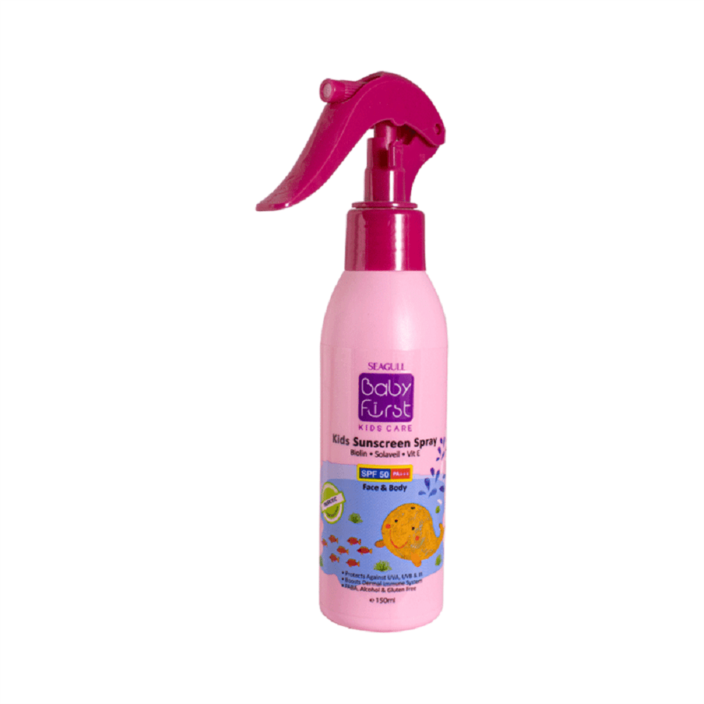 seagull kids sunscreen spray pink