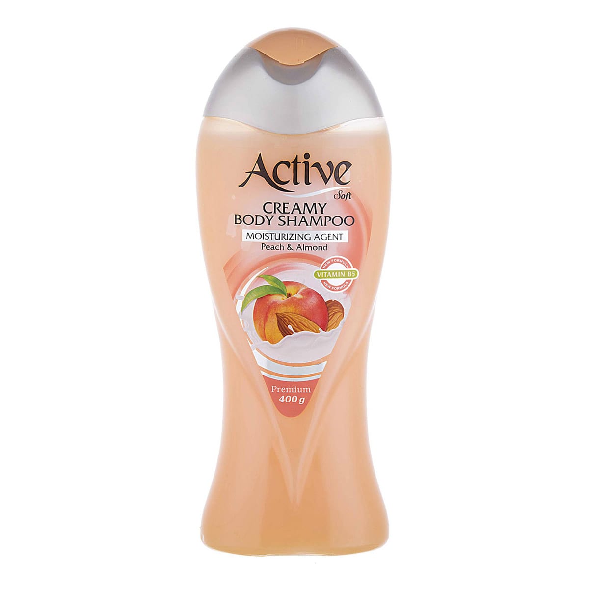 active-peach-almond-creamy-body-shampoo-400g شامپو بدن کرمی هلو و بادام 400 گرمی اکتیو - Image 1