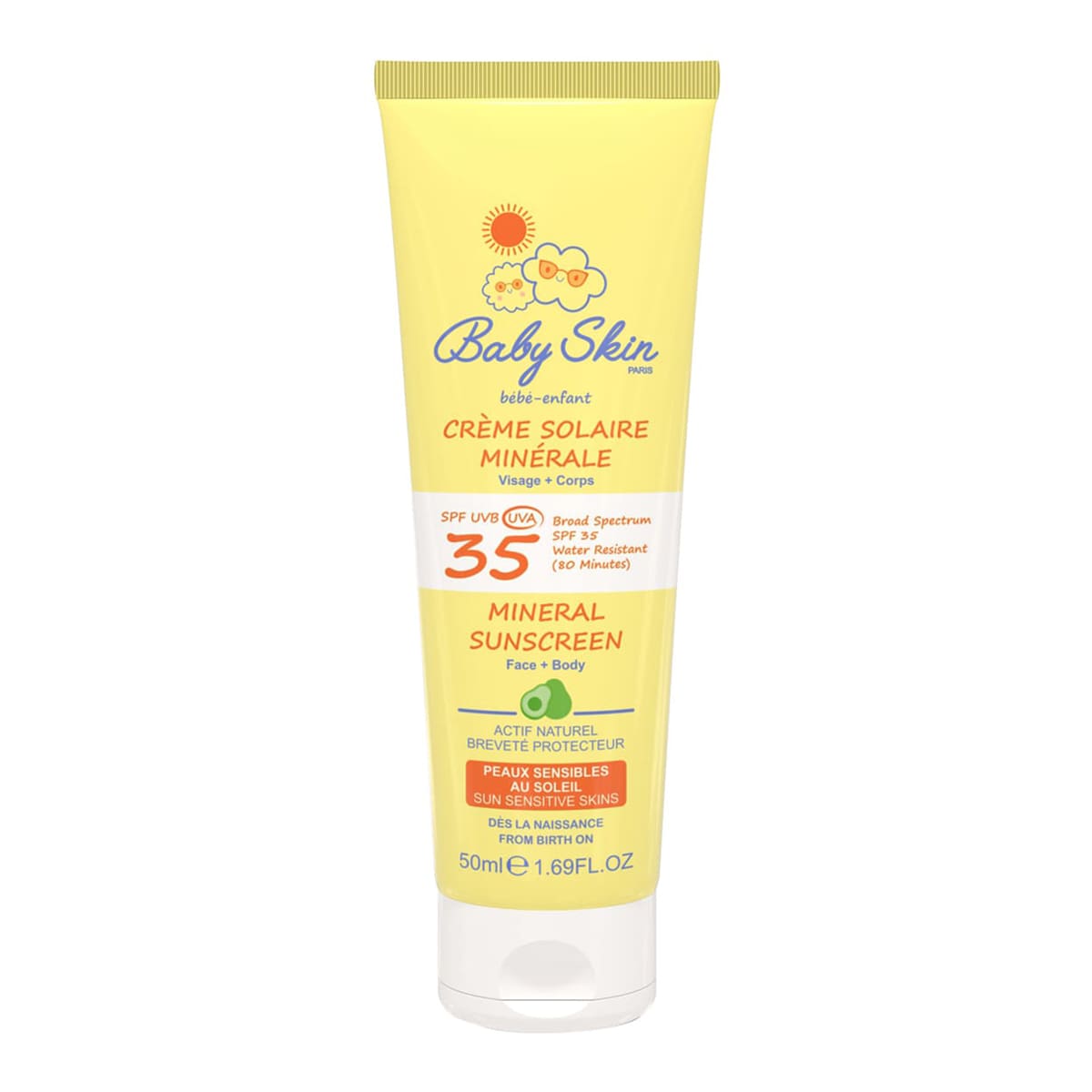 baby-skin-mineral-sunscreen-face-body-spf35-50ml کرم ضد آفتاب کودک +SPF30 لافارر حجم 40 میل - Image 1