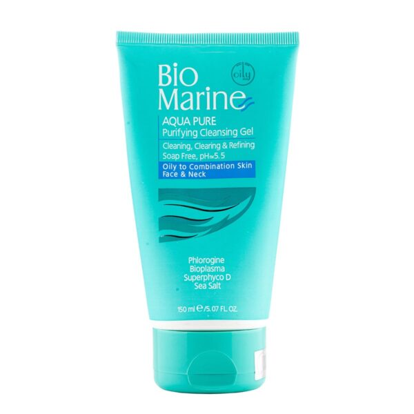 ژل شستشوی صورت بایومارین مدل Aqua pure مناسب پوست های چرب و جوش دار حجم 150 میل