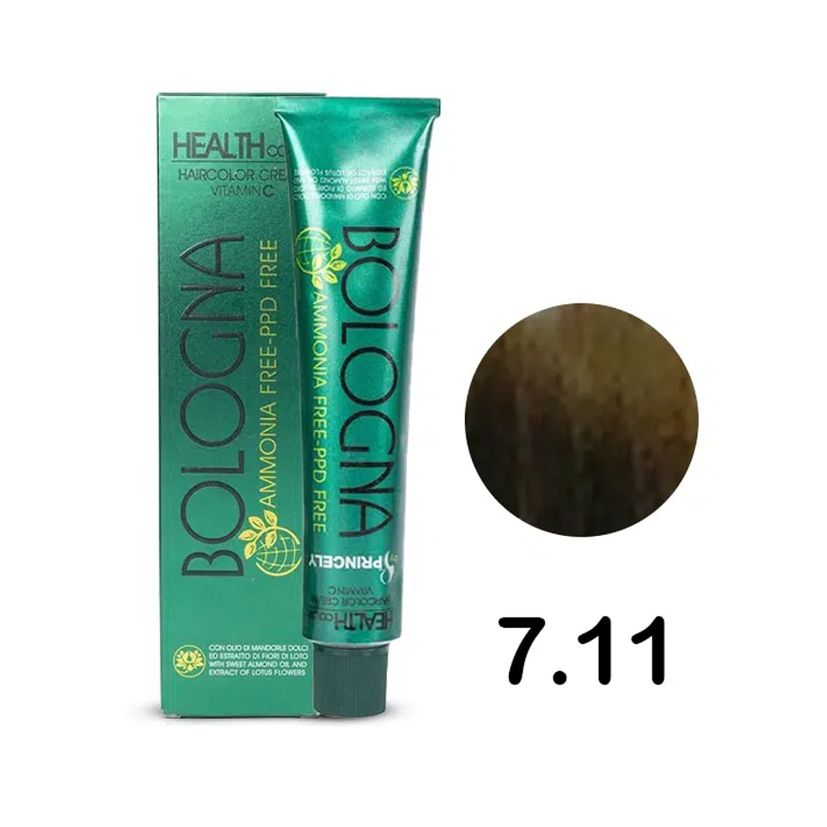 bologna-ammonia-free-hair-color-7-11-blonde-olive رنگ مو بدون آمونیاک بلونیا سری زیتونی رنگ بلوند زیتونی شماره 7.11 Bologna - Image 1