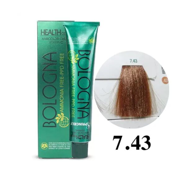 رنگ مو بدون آمونیاک بلونیا سری برنز شماره 7.43 Bologna