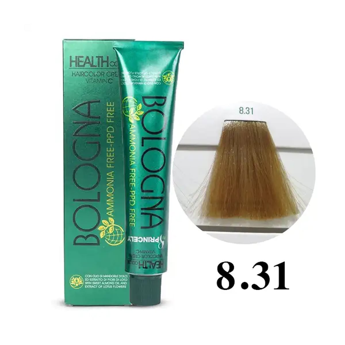 bologna-ammonia-free-hair-color-8-31-beige رنگ مو بدون آمونیاک بلونیا سری بژ شماره 8.31 Bologna - Image 1