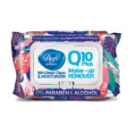 دستمال مرطوب پاک کننده آرایش ضدجوش کیوتن 50 برگی طرح گل درب دار دافی