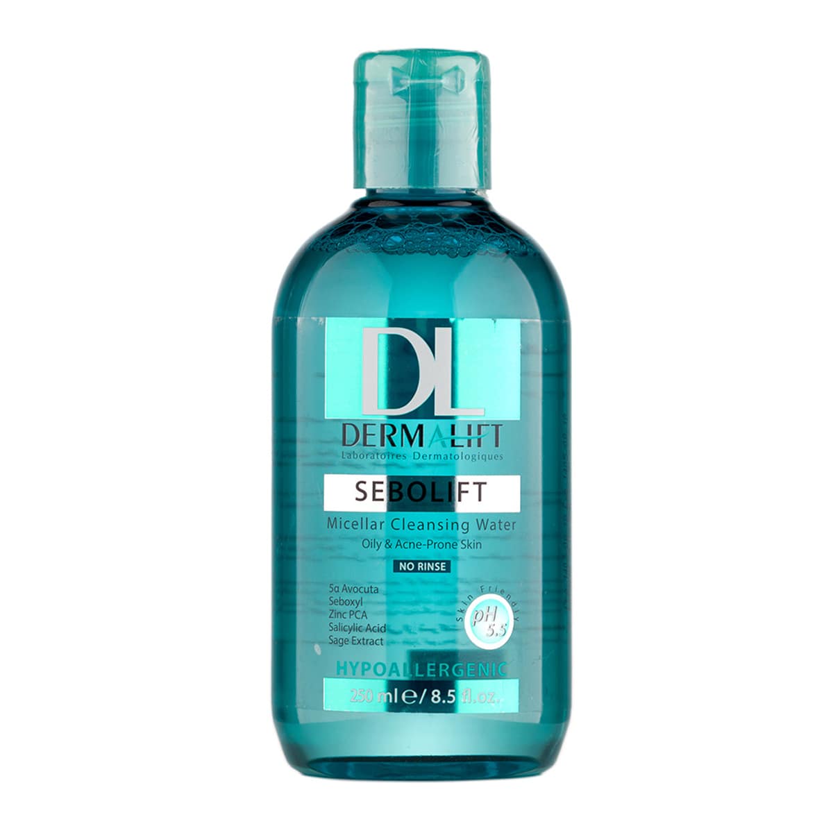 dermalift-sebolift-micellar-water-oily-250ml محلول پاک کننده میسلار مناسب پوست های چرب سبولیفت 250میل درمالیفت - Image 1