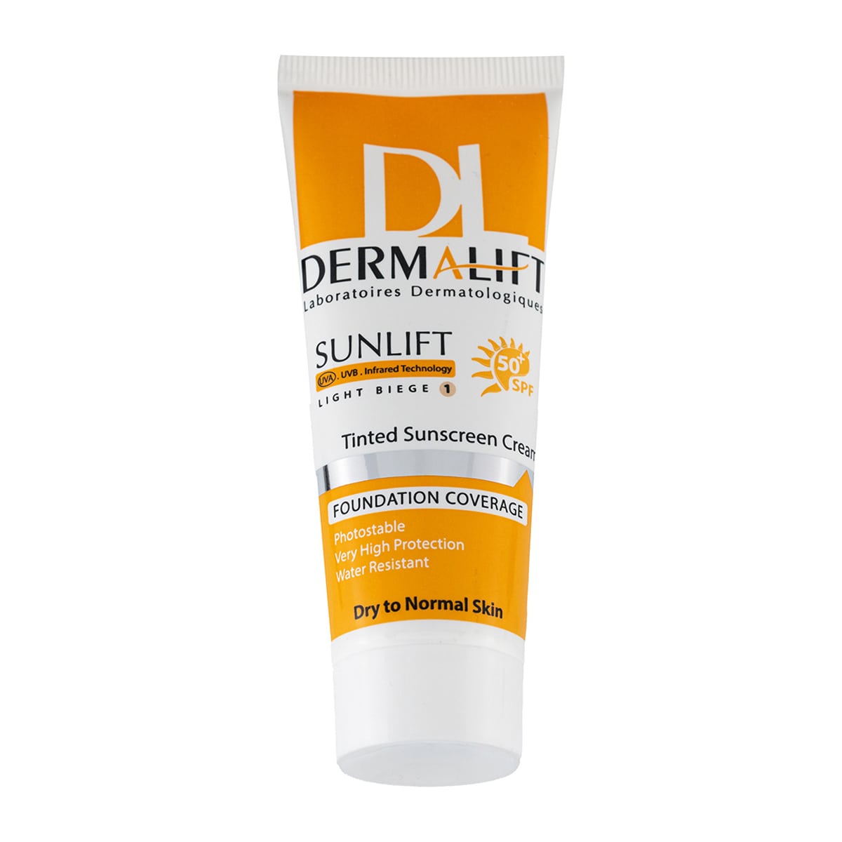 dermalift-sunlift-spf50-tinted-sunscreen-dry-skin-natural-beige-1-40ml کرم ضد آفتاب رنگی بژ روشنSPF50 مناسب پوست خشک درمالیفت - Image 1
