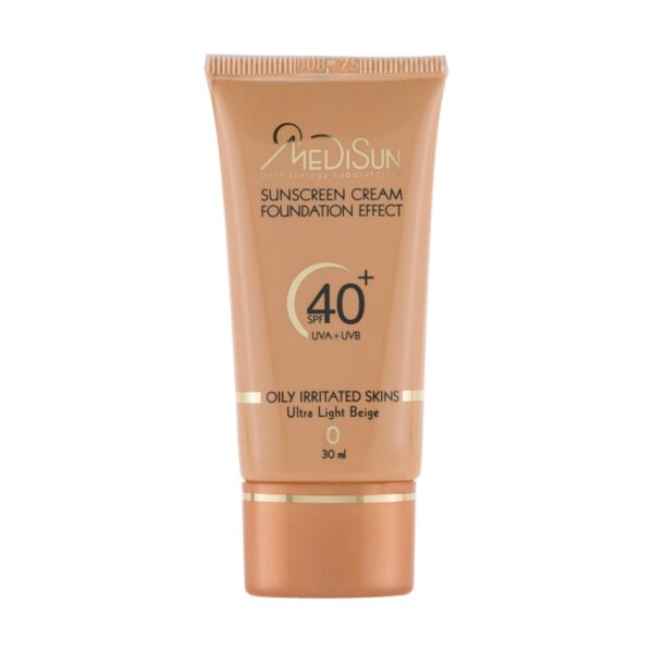 ضد آفتاب کرم پودری رنگی تیوپی مدیسان با +SPF40 مخصوص پوست های چرب و آکنه ای حجم 30 میل - بژ خیلی روشن