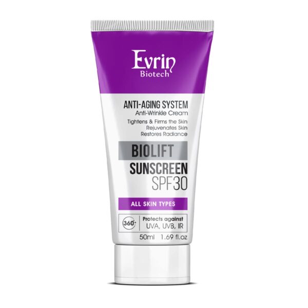 کرم ضدآفتاب و ضدچروک BIOLIFT بی رنگ SPF30 مناسب انواع پوست اورین 50میل