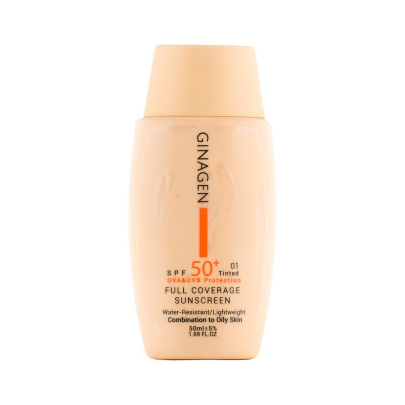 ginagen full coverage tinted sunscreen spf50 oily code1 50ml