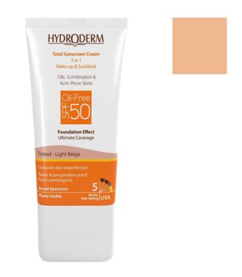 hydroderm sunscreen cream foundation spf50 light beige 40ml