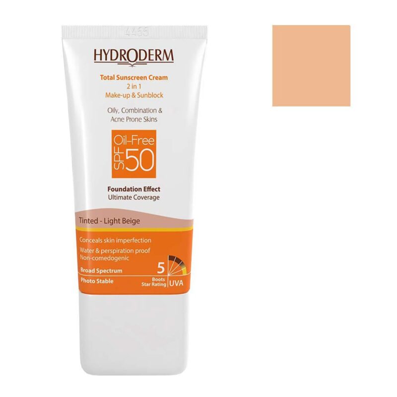 hydroderm sunscreen cream foundation spf50 light beige 40ml