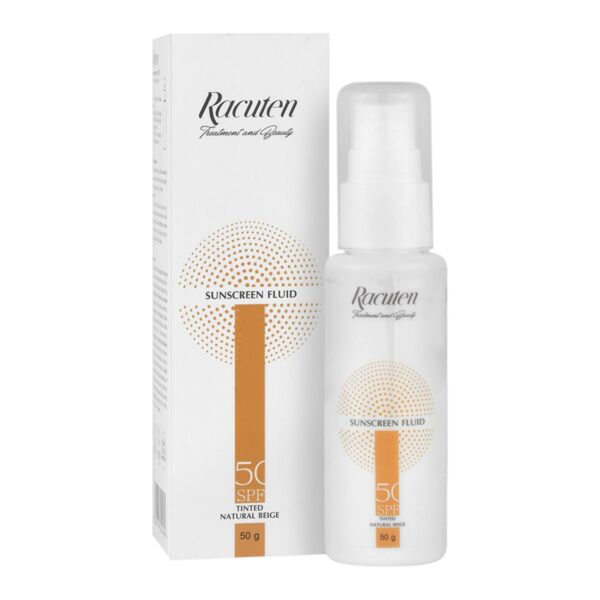 فلوئید ضد آفتاب بژ طبیعی راکوتن SPF 50 مناسب پوست چرب و مختلط 50 گرم