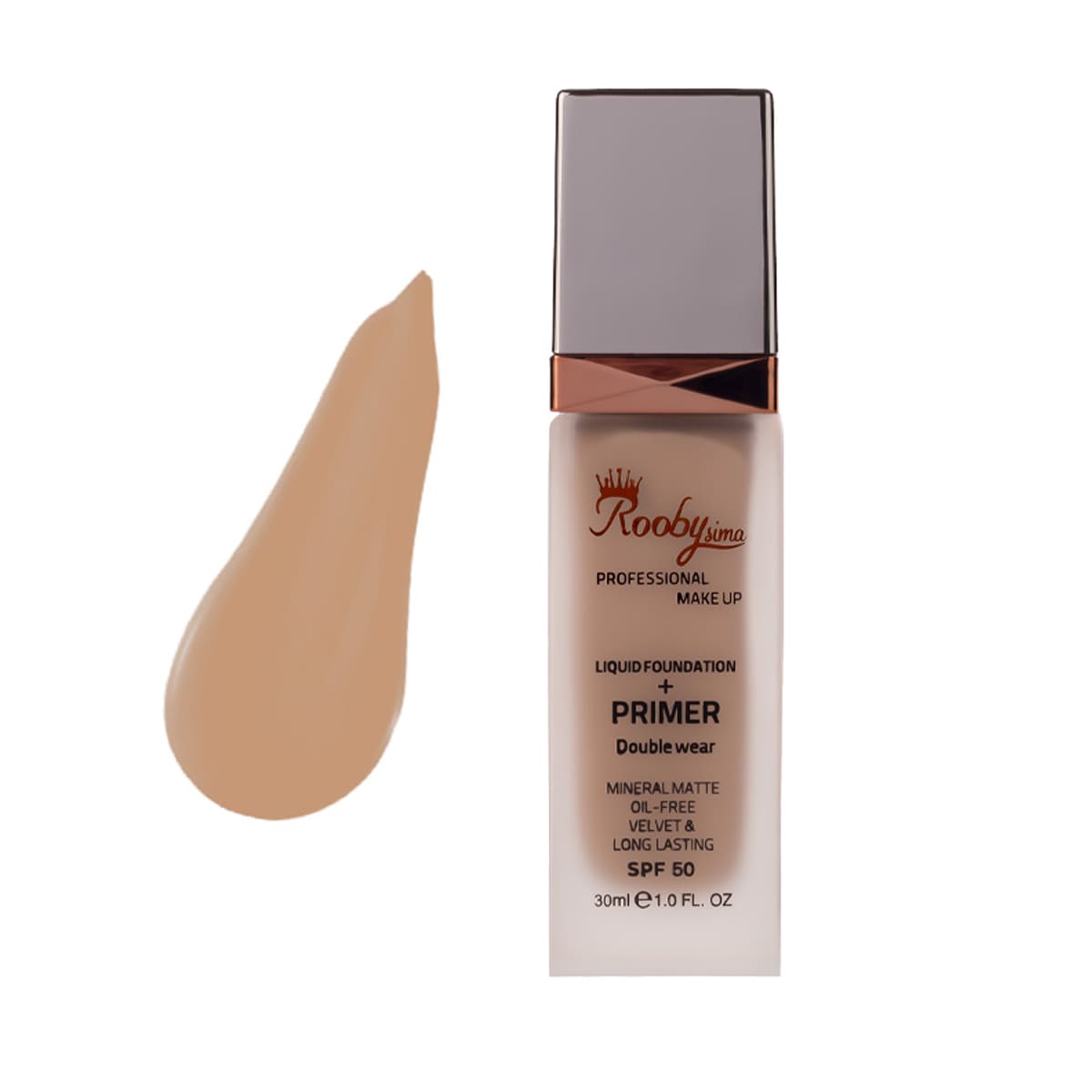 roobysima-glass-tube-powder-f43 کرم پودر شیشه ای پمپی روبی سیما شماره F43 - Image 1