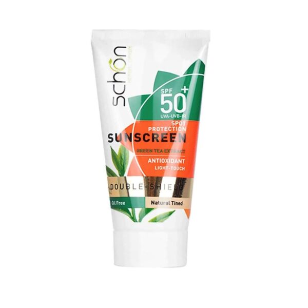 ضد آفتاب دابل شیلد رنگی فاقد چربی عصاره چای سبز +SPF50 شون